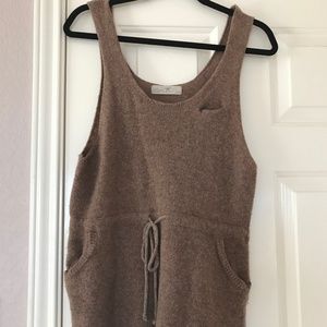 Brown knit pinafore style dress